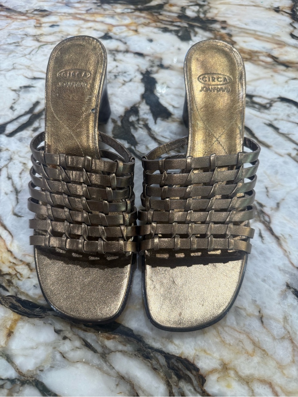 Joan & David Metallic Bronze Woven Mule Sandals